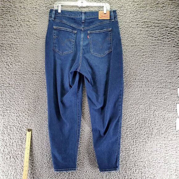 Levis Jeans Womens 32 Blue High Waisted Mom Jeans Stretch Denim - Picture 1 of 12